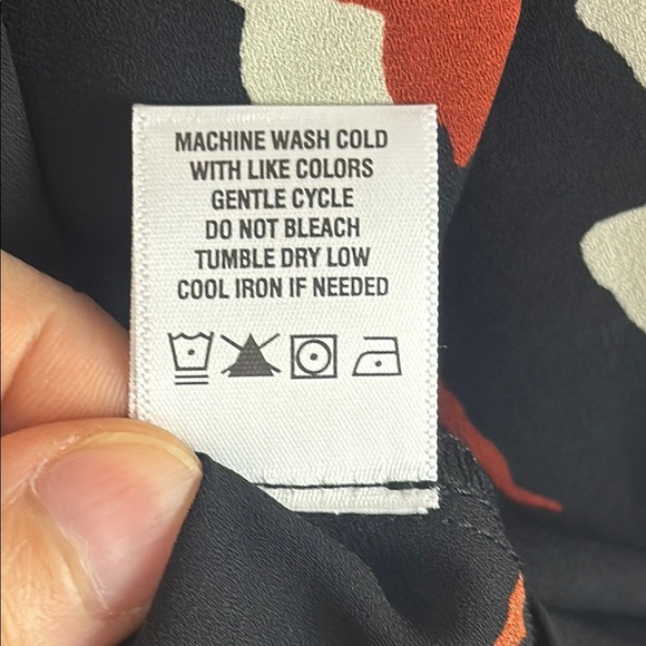 CeCe Floral Black and Orange 3/4 Flare Sleeve Tie Front Blouse - Picture 9 of 10